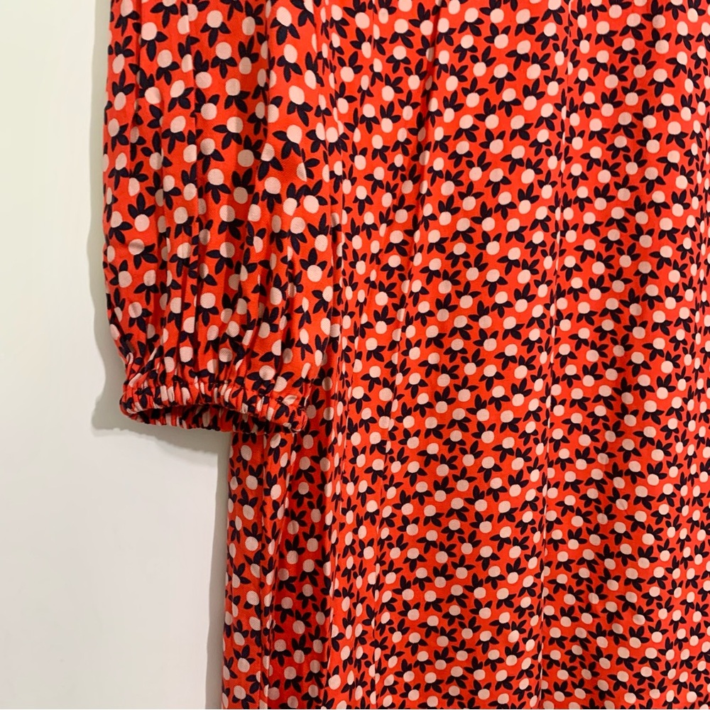 Boden Vanessa Dress Red 3/4 Sleeves Midi Length NWT Relaxed Fit Ditsy Sz 8 - Picture 7 of 16